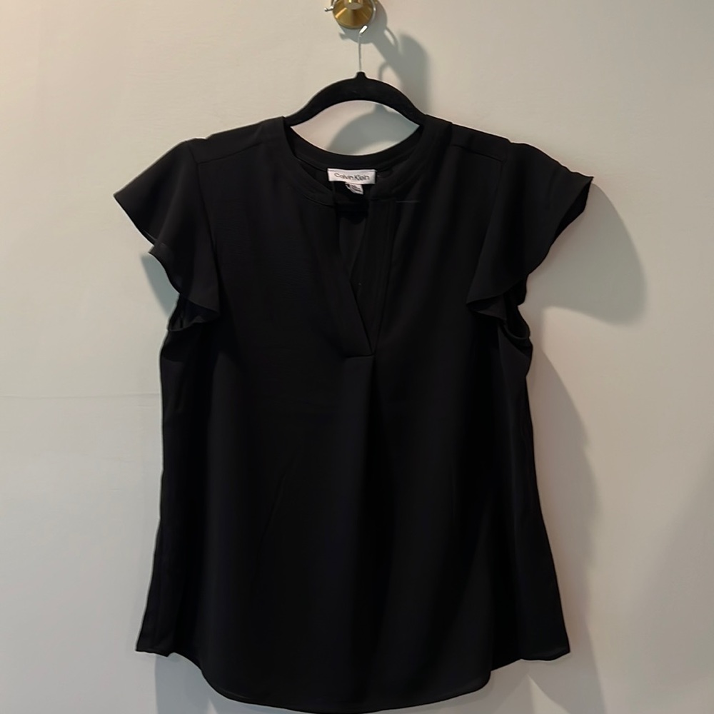 NWT. Calvin Klein short sleeve, v neck blouse. Small.